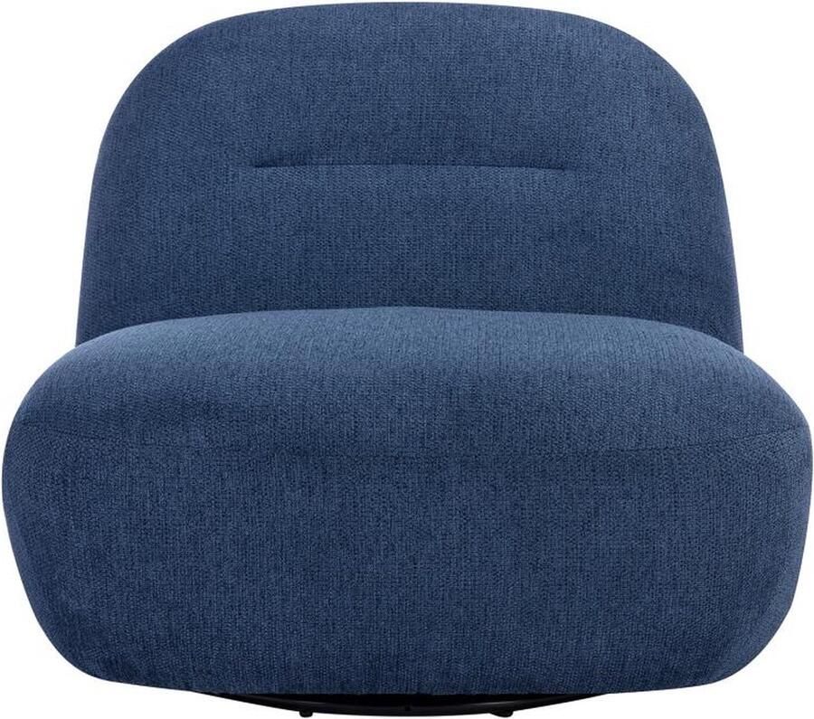 Vente-unique Draaifauteuil van blauwe stof met textuur POZETI L 82 cm x H 73 cm x D 84 cm