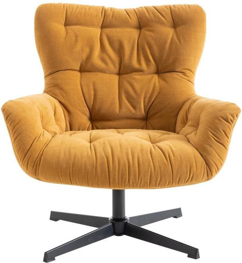 Vente-unique Draaifauteuil van gele stof OPHELIE L 83 cm x H 87 cm x D 83 cm