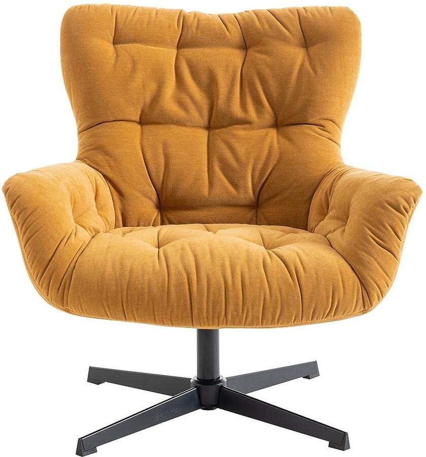 Vente-unique Draaifauteuil van gele stof OPHELIE L 83 cm x H 87 cm x D 83 cm - Foto 2