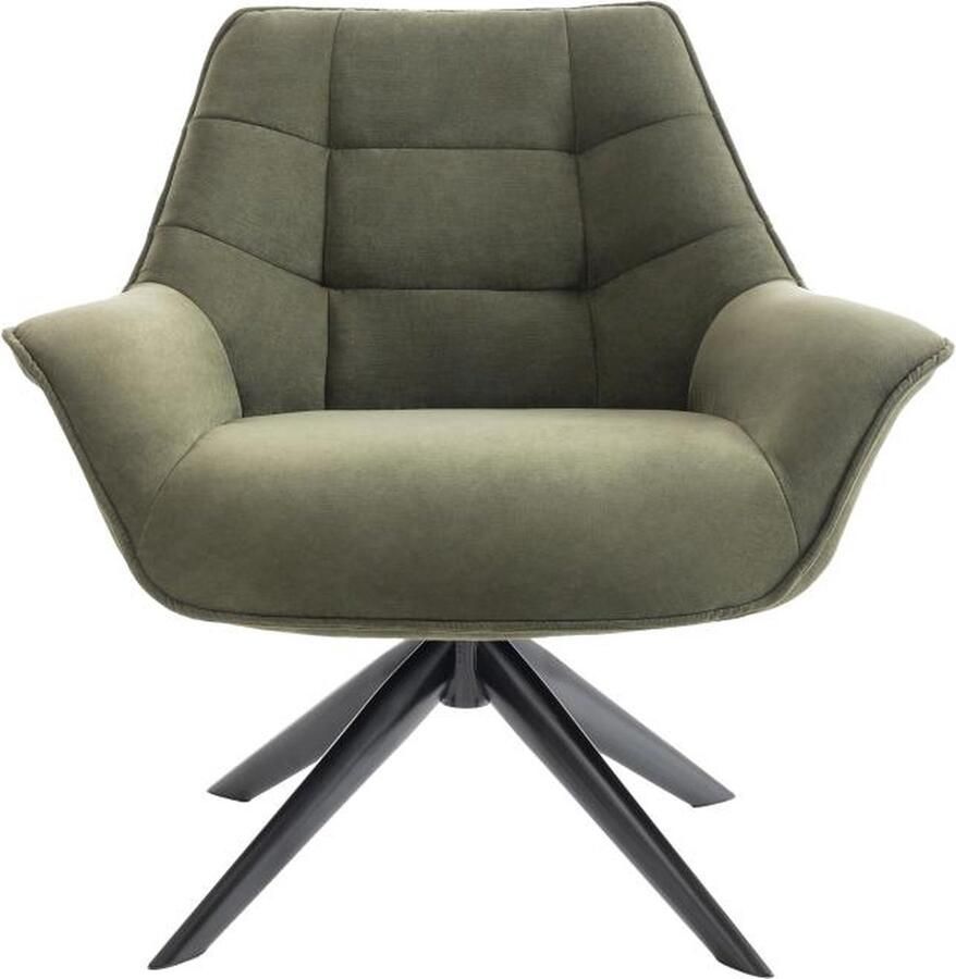 Vente-unique Draaifauteuil van olijfgroene stof CANATO L 87 cm x H 85 cm x D 83 cm