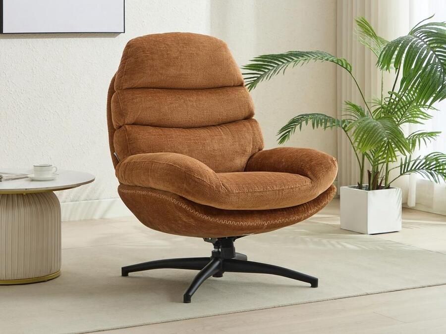 Vente-unique Draaifauteuil van terracottakleurige stof LIZUTA L 78 cm x H 99 cm x D 93 cm - Foto 2