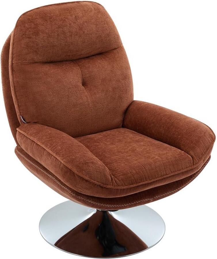 Vente-unique Draaifauteuil van terracottakleurige stof met textuur ILMACA L 78 cm x H 99 cm x D 90 cm