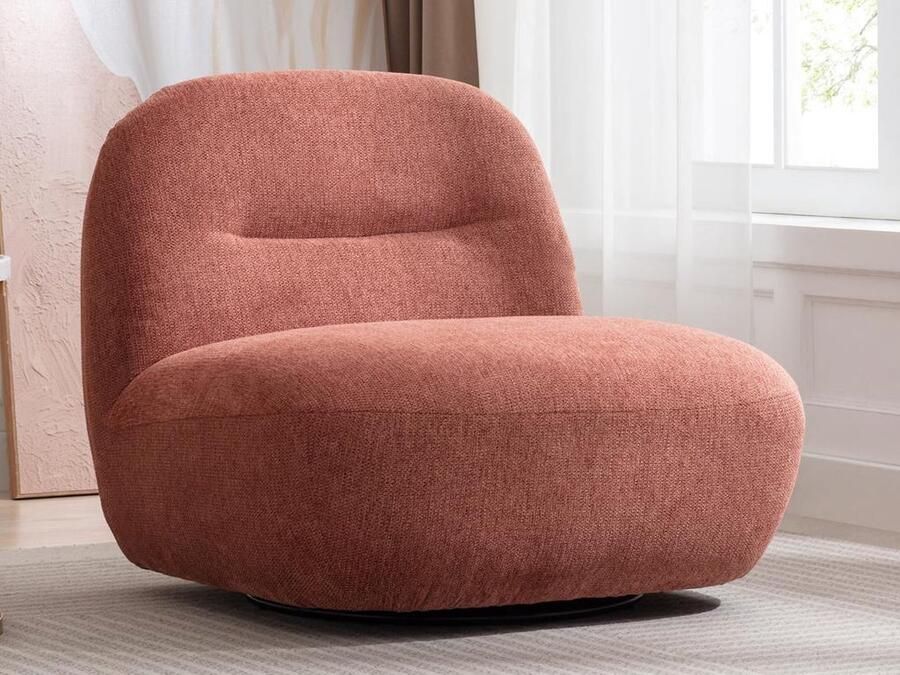 Vente-unique Draaifauteuil van terracottakleurige stof met textuur POZETI L 82 cm x H 73 cm x D 84 cm