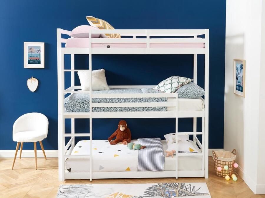 Vente-unique Driedubbel stapelbed 3 x 90 x 200 cm Dennen Wit VAGAR L 208 cm x H 210 cm x D 101 cm - Foto 3