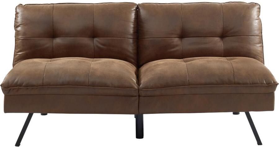 Vente-unique Driezits-bedbank PEGULA van verouderd microvezel Bruin L 172 cm x H 83 cm x D 95 cm