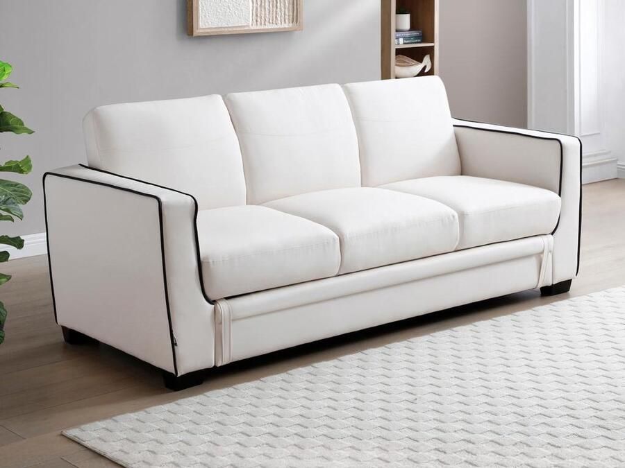 Vente-unique Driezits bedbank van kunstleer NATY Wit L 214 cm x H 87 cm x D 87 cm - Foto 2