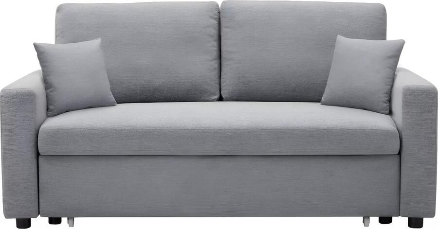 Vente-unique Driezits bedbank van stof INIZOR Lichtgrijs L 168 cm x H 85 cm x D 101 cm - Foto 3