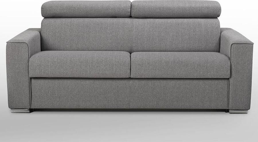 Dunlopillo 3-zits slaapbank met expressomvorming in grijze stoffen bekleding breed lattenbodem van 140 cm Matras van 18 cm met visco-elastisch schuim VIZIR L 196 cm x H 100 cm x D 94 cm - Foto 3