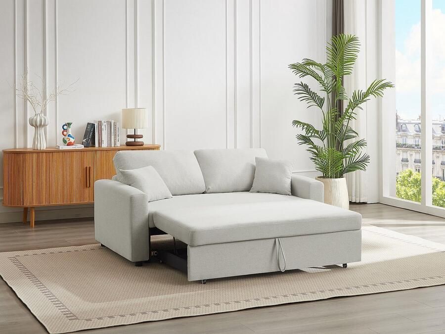 Vente-unique Driezits slaapbank in beige stof INIZOR - Foto 3