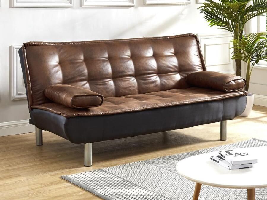 Vente-unique Bedbank MISHAN van microvezel met verouderd effect en zwarte stof L 190 cm x H 89 cm x D 96 cm - Foto 2