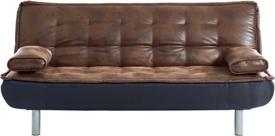 Vente-unique Bedbank MISHAN van microvezel met verouderd effect en zwarte stof L 190 cm x H 89 cm x D 96 cm