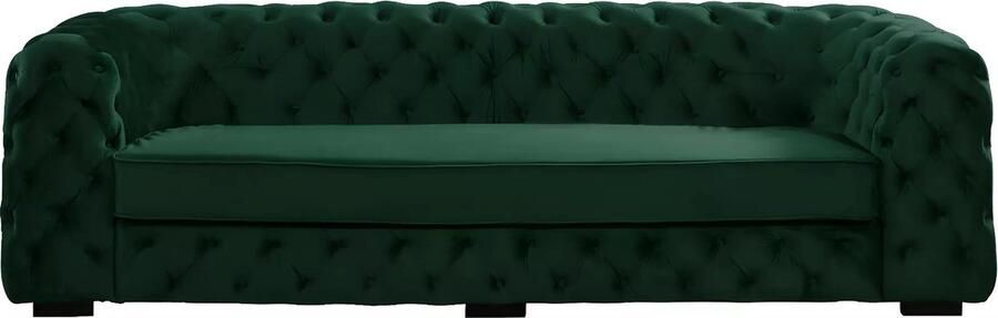 Vente-unique Driezitsbank chesterfield STANLEY Fluweel boomgroen L 237 cm x H 68 cm x D 97 cm - Foto 4