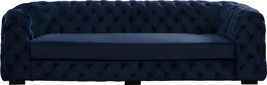 Vente-unique Driezitsbank chesterfield STANLEY Fluweel nachtblauw L 237 cm x H 68 cm x D 97 cm - Foto 3