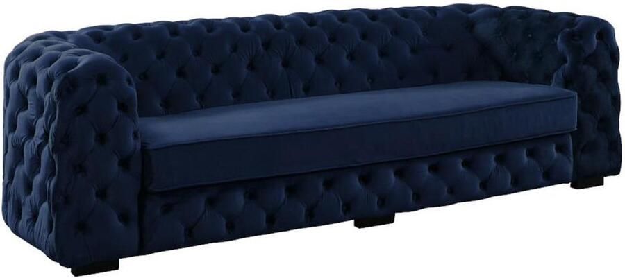 Vente-unique Driezitsbank chesterfield STANLEY Fluweel nachtblauw L 237 cm x H 68 cm x D 97 cm