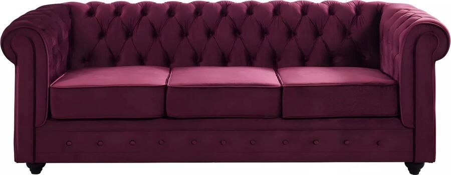 Vente-unique Driezitsbank CHESTERFIELD velours paars L 205 cm x H 72 cm x D 88 cm - Foto 4