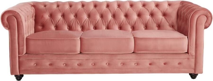 Vente-unique Driezitsbank CHESTERFIELD velours pastelroze L 205 cm x H 72 cm x D 88 cm - Foto 3