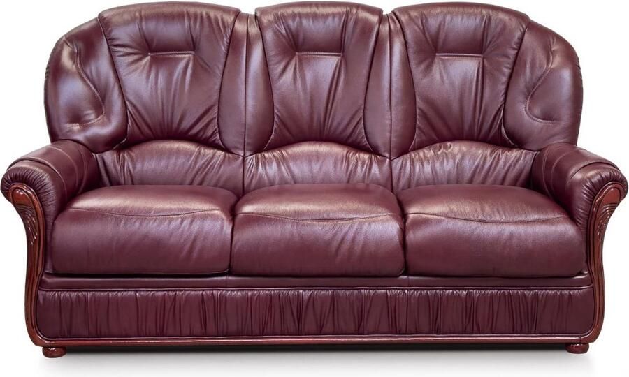 Vente-unique Driezitsbank DAPHNE van 100% buffel leer bordeaux rood L 183 cm x H 97 cm x D 91 cm - Foto 2