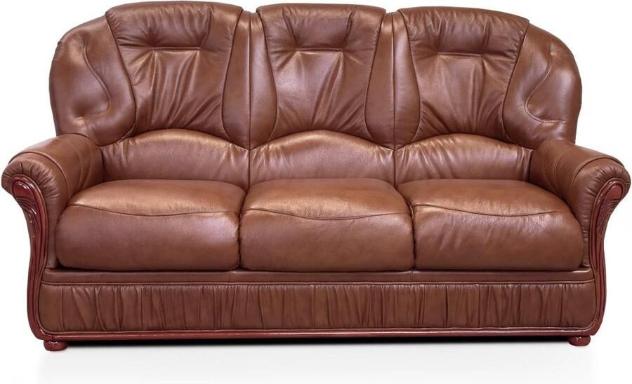 Vente-unique Driezitsbank DAPHNE van 100% buffel leer bruin L 183 cm x H 97 cm x D 91 cm - Foto 2