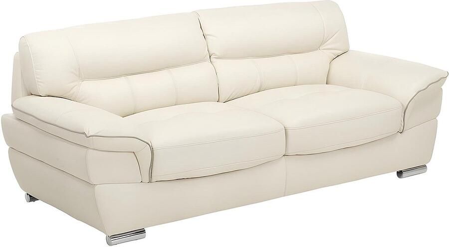 Vente-unique Driezitsbank en fauteuil van leer THIBAULT ivoor L 210 cm x H 87 cm x D 93 cm - Foto 5