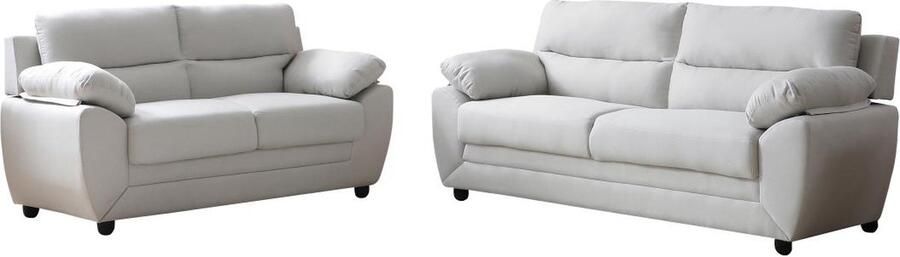 Vente-unique Driezitsbank en tweezitsbank van beige stof MANOA L 201 cm x H 88 cm x D 82 cm