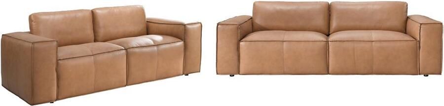 Vente-unique Driezitsbank en tweezitsbank van camelkleurige leer BERGONDI L 235 cm x H 76 cm x D 99 cm