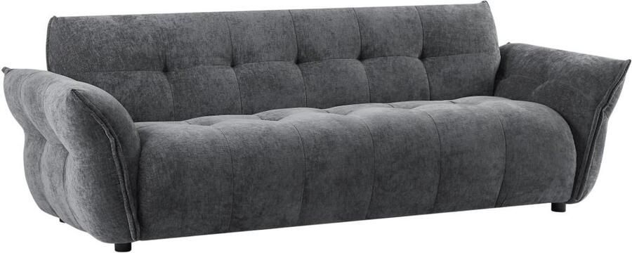 Vente-unique Driezitsbank in gechineerde antracietgrijze stof NAPIZO