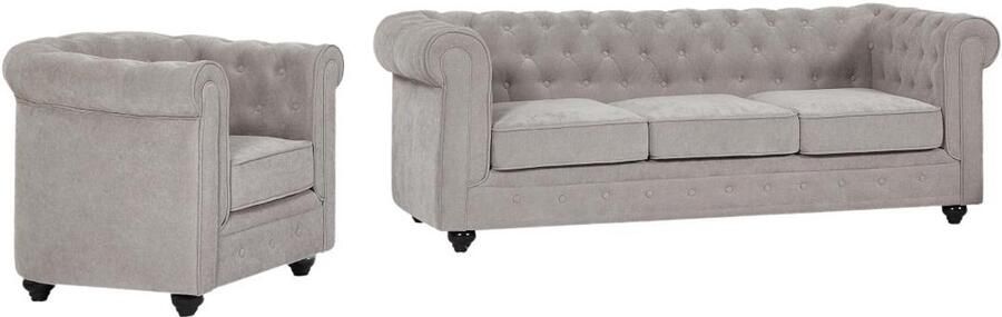 Vente-unique Driezitsbank in grijze stof CHESTERFIELD