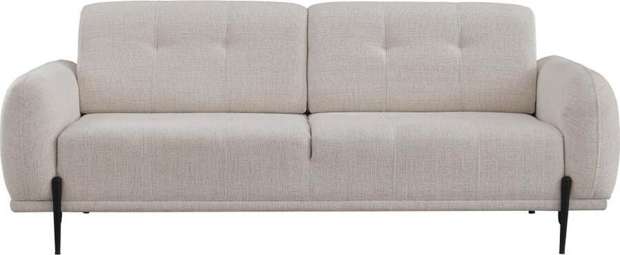 Vente-unique Driezitsbank met verschuifbare rugleuning van ivoorwitte stof met textuur GOJARO L 227 cm x H 85 cm x D 98 cm