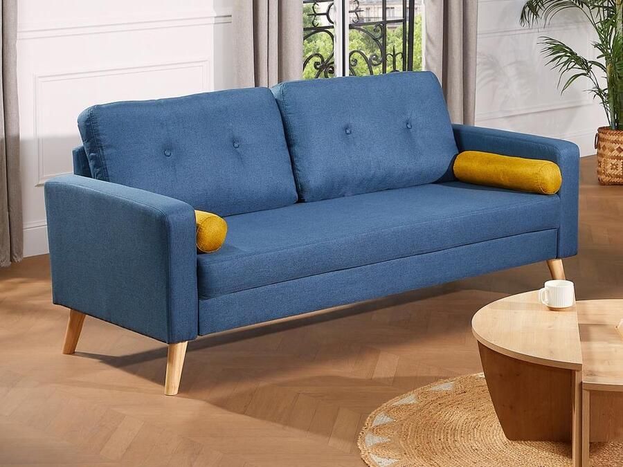 Vente-unique Driezitsbank TATUM van stof Blauw L 182 cm x H 83 cm x D 81 cm - Foto 3