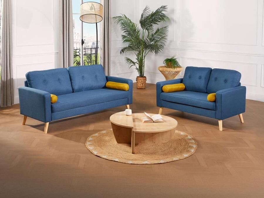 Vente-unique Tweezitsbank TATUM van stof Blauw L 130 cm x H 83 cm x D 81 cm - Foto 2