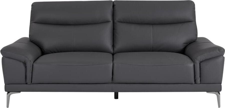 Vente-unique LINEA SOFA Driezitsbank van antracietgrijs leer ATESSO L 207 cm x H 92 cm x D 93 cm - Foto 2