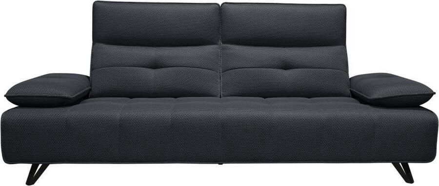 Vente-unique Driezitsslaapbank van antracietgrijze 3D-stof met schuivende rugleuning MERCOTA L 234 cm x H 101 cm x D 127 cm