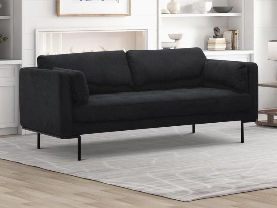 Maison Céphy Driezitsbank van antracietgrijze stof en metalen poten ISABELLA L 189 cm x H 83 cm x D 89 cm