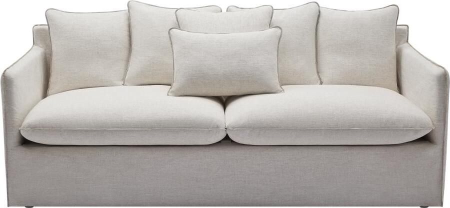 Vente-unique Driezitsbank van beige gechineerde stof MASLINO van Maison Céphy L 216 cm x H 87 cm x D 93 cm