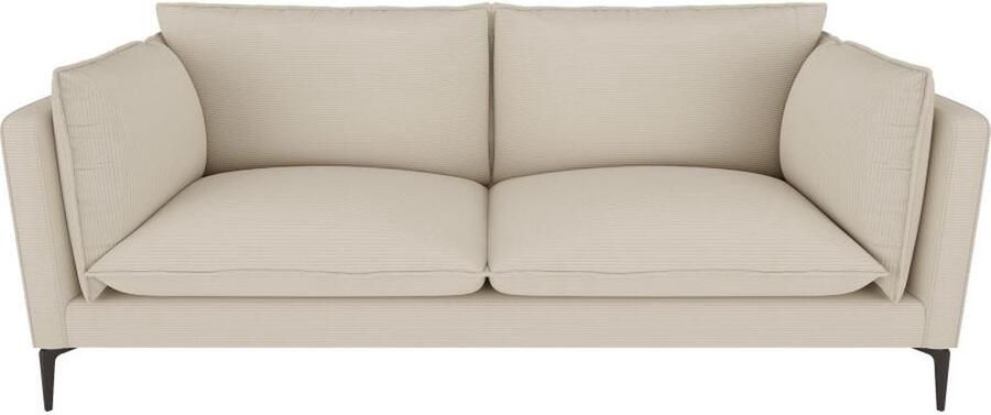 Vente-unique Driezitsbank van beige ribfluweel KESTREL L 215 cm x H 85 cm x D 89 cm