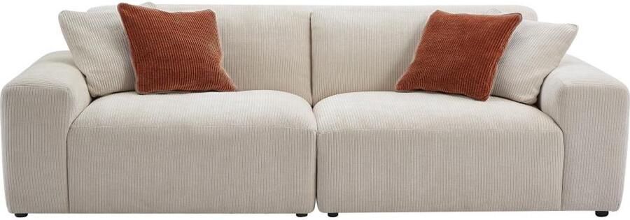 Vente-unique Driezitsbank van beige ribfluweel TIRONO van Maison Céphy L 256 cm x H 80 cm x D 98 cm - Foto 2