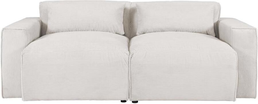 Vente-unique Driezitsbank van beige ribfluweel VELINOR