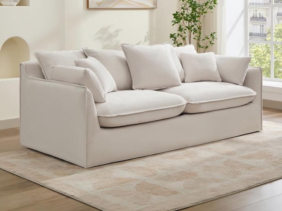 Vente-unique Driezitsbank van beige stof CABORNI L 213 cm x H 79 cm x D 103 cm - Foto 2