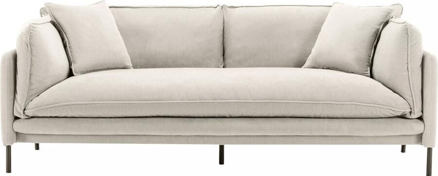 Vente-unique Driezitsbank van beige stof CORFINO L 200 cm x H 78.5 cm x D 87.5 cm