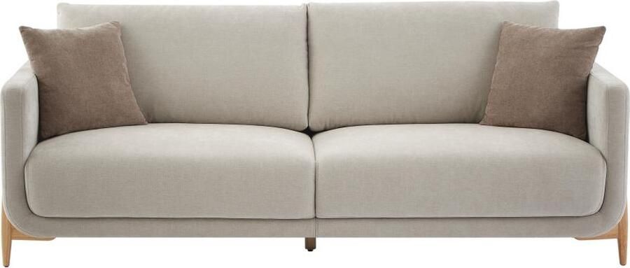 Vente-unique Driezitsbank van beige stof DORMATI L 213 cm x H 85 cm x D 95 cm