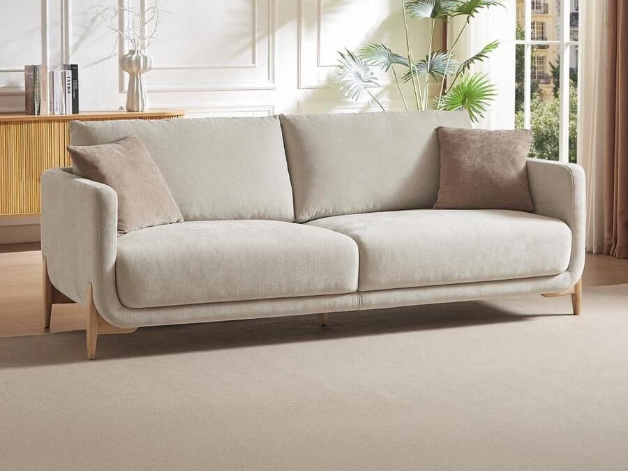 Vente-unique Driezitsbank van beige stof DORMATI L 213 cm x H 85 cm x D 95 cm - Foto 2