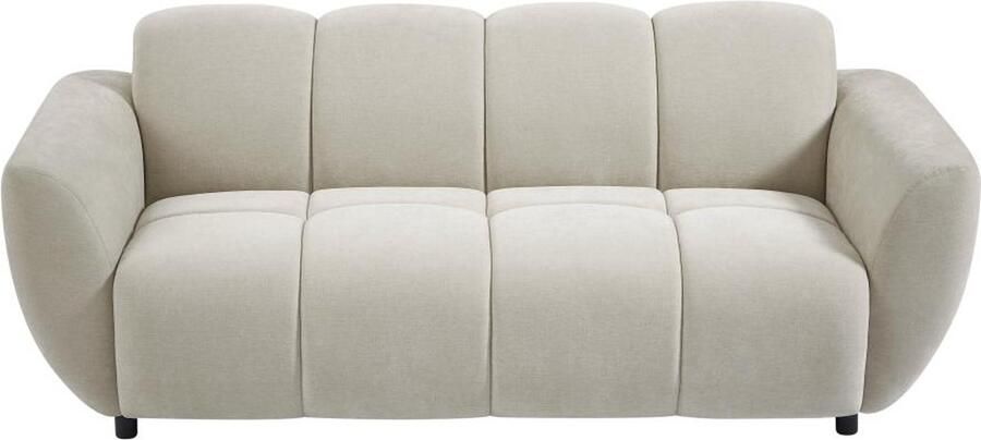 Vente-unique Driezitsbank van beige stof met gewatteerd effect JULORI L 205 cm x H 76 cm x D 92 cm - Foto 2