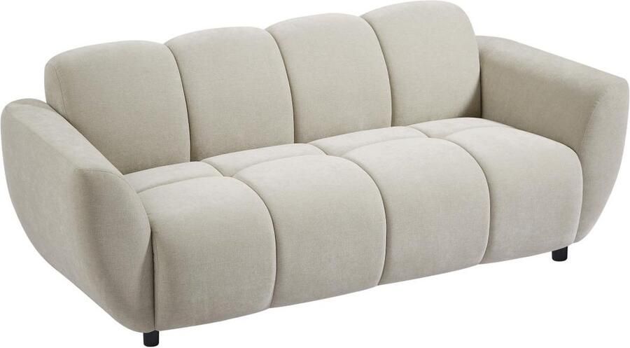 Vente-unique Driezitsbank van beige stof met gewatteerd effect JULORI L 205 cm x H 76 cm x D 92 cm
