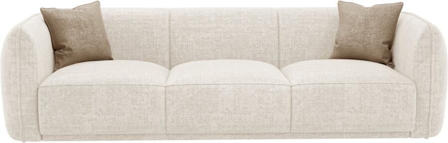 Vente-unique Driezitsbank van beige stof met textuur JUNETI L 235 cm x H 80 cm x D 90 cm
