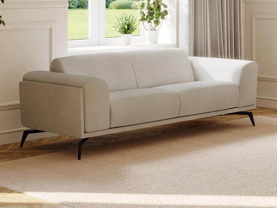 Vente-unique Driezitsbank van beige stof VUSARI L 217 cm x H 74 cm x D 88 cm - Foto 2