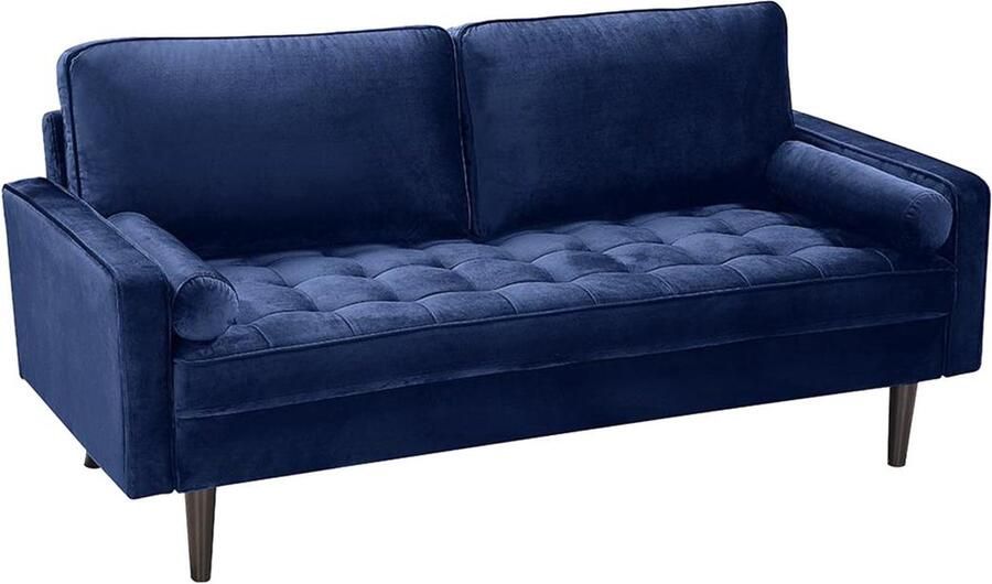 Vente-unique Driezitsbank van fluweel FLEUET Donkerblauw L 177 cm x H 85 cm x D 82 cm - Foto 2