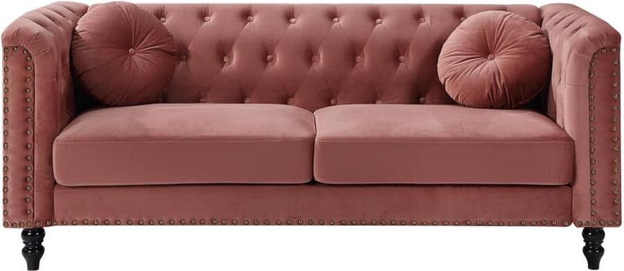 Vente-unique Driezitsbank van fluweel TURNER Oudroze L 190 cm x H 79 cm x D 77 cm - Foto 2