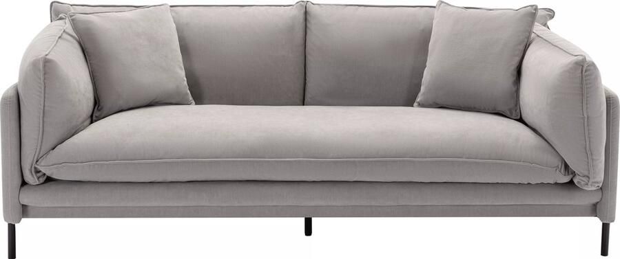 Vente-unique Driezitsbank van grijze stof CORFINO L 200 cm x H 78.5 cm x D 87.5 cm - Foto 2