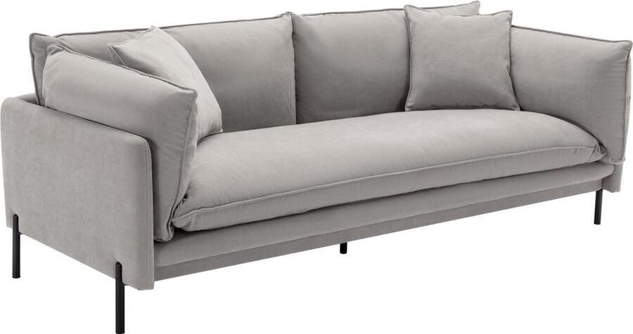 Vente-unique Driezitsbank van grijze stof CORFINO L 200 cm x H 78.5 cm x D 87.5 cm