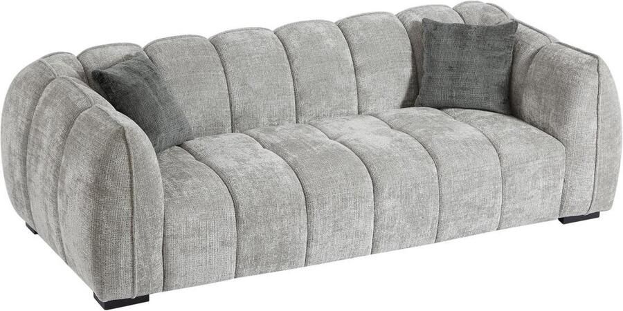 Vente-unique Driezitsbank van grijze stof met textuur BASDIO L 227 cm x H 71 cm x D 106 cm